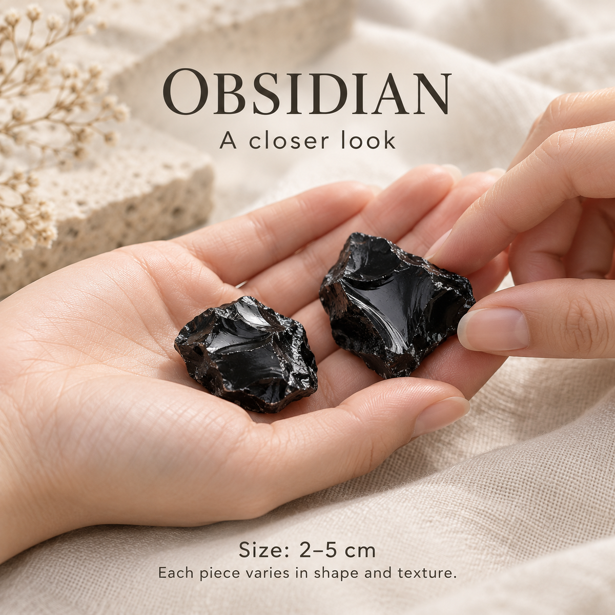 Black Obsidian Raw Stones — 200g