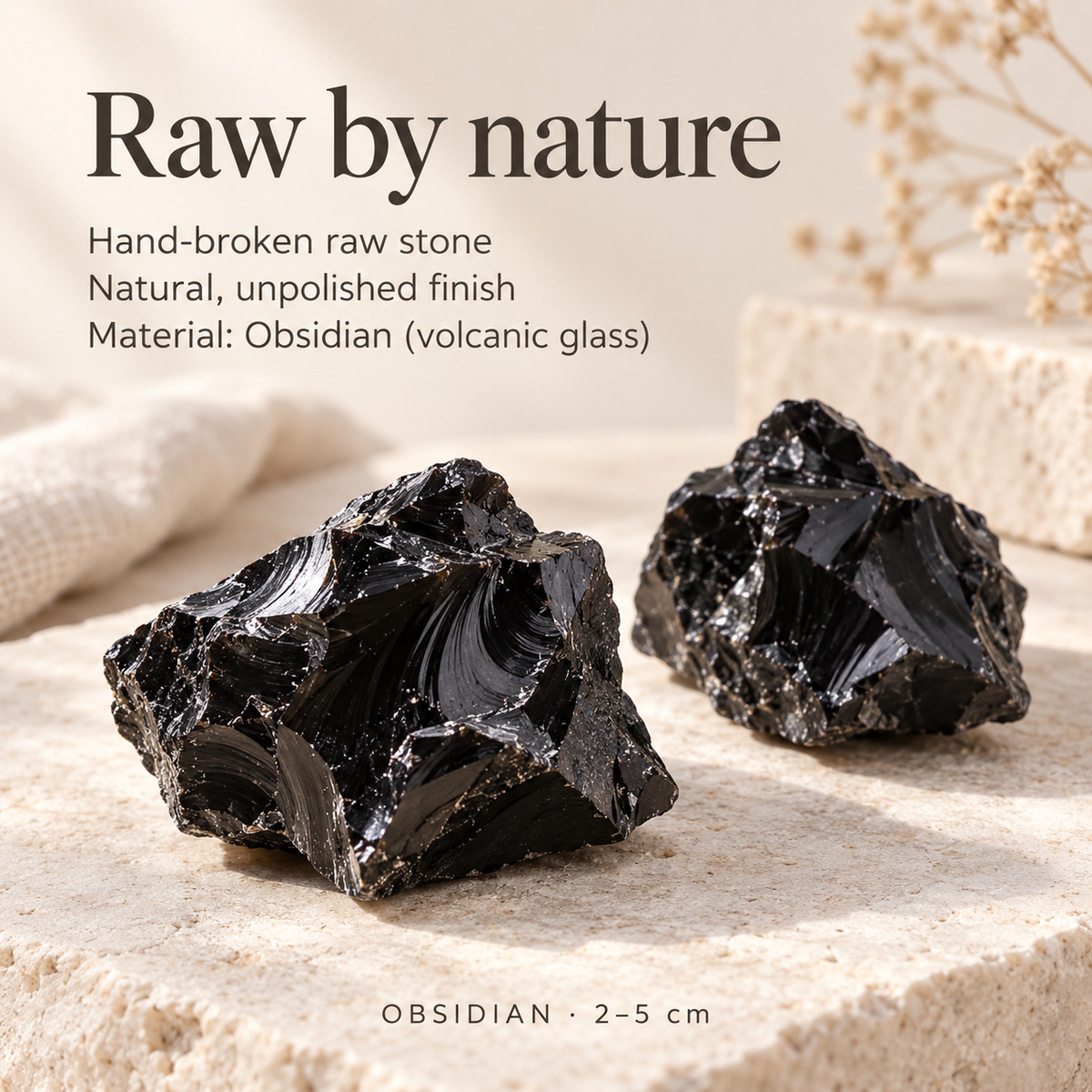 Black Obsidian Raw Stones — 200g